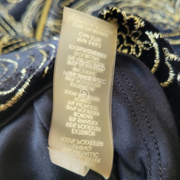 Calvin Klein Black Velvet and Gold Paisley Embroidered Dress Gold Zip 8 NWT - Picture 14 of 16